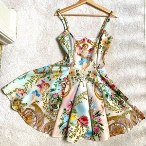 ASOS NWT Cherub Angel Skater Dress US size 6 UK size 10 Aesthetic pink blue gold
